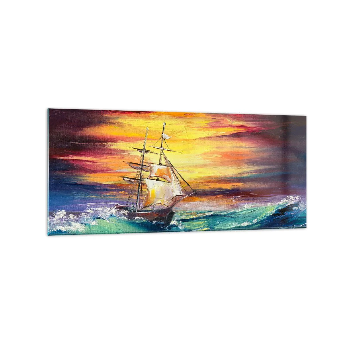 Obraz na skle - Statočne proti vlnám - 120x50 cm