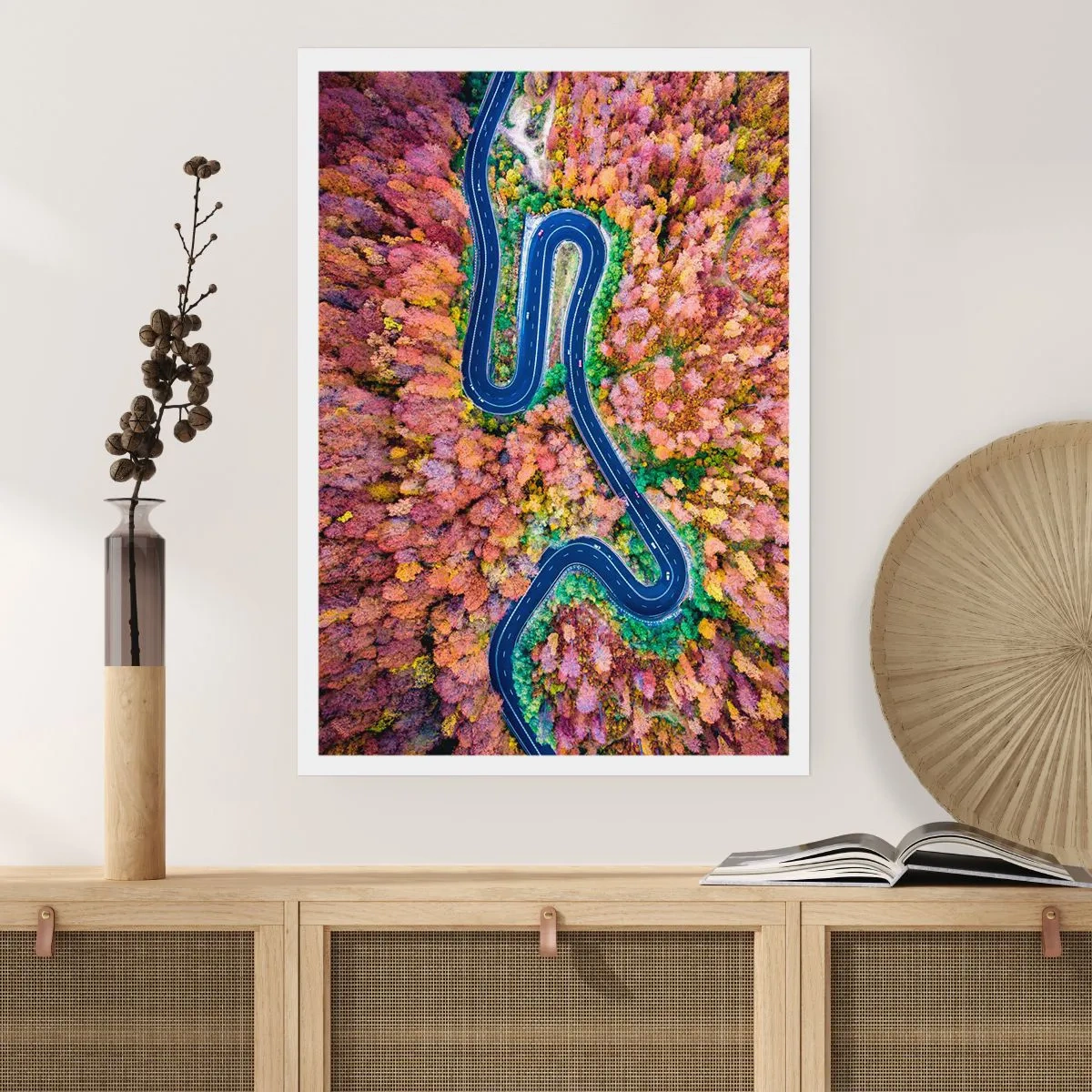 Plagát - Kľukatá cesta lesom - 70x100 cm