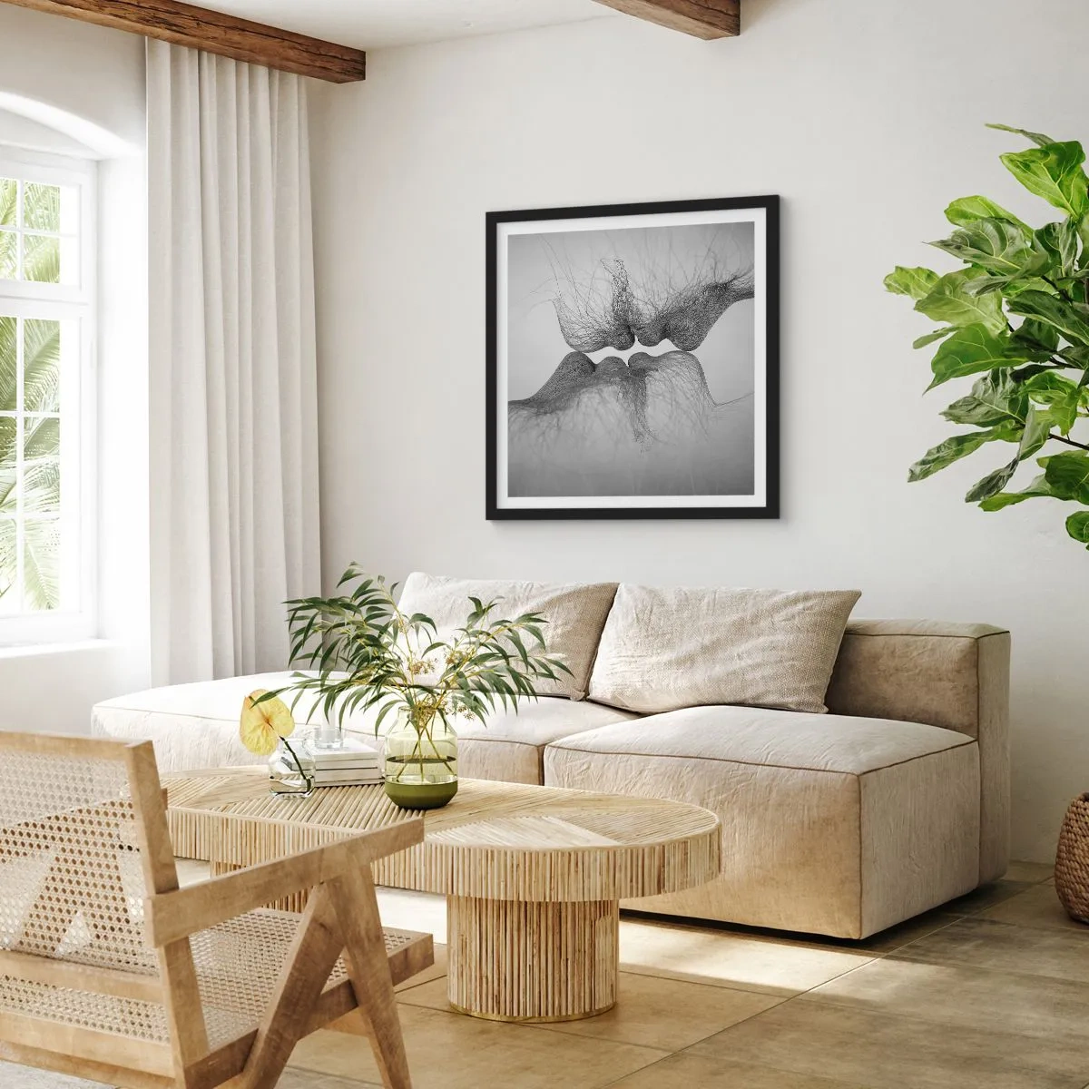 Plagát v čiernom ráme - Bozk vetra - 50x50 cm