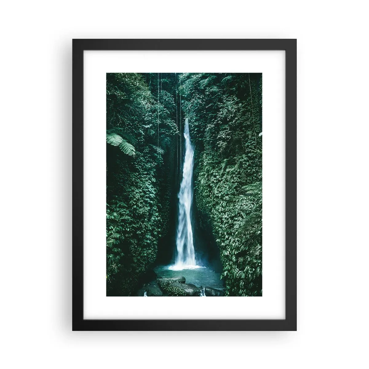 Plagát v čiernom ráme - Tropický prameň - 30x40 cm