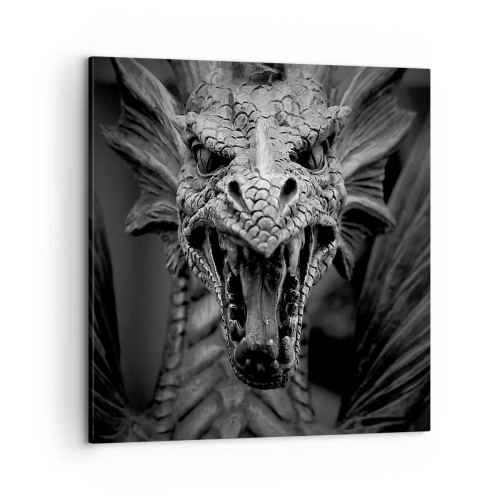 Obraz na plátne - Rozprávkový drak v šedi - 50x50 cm