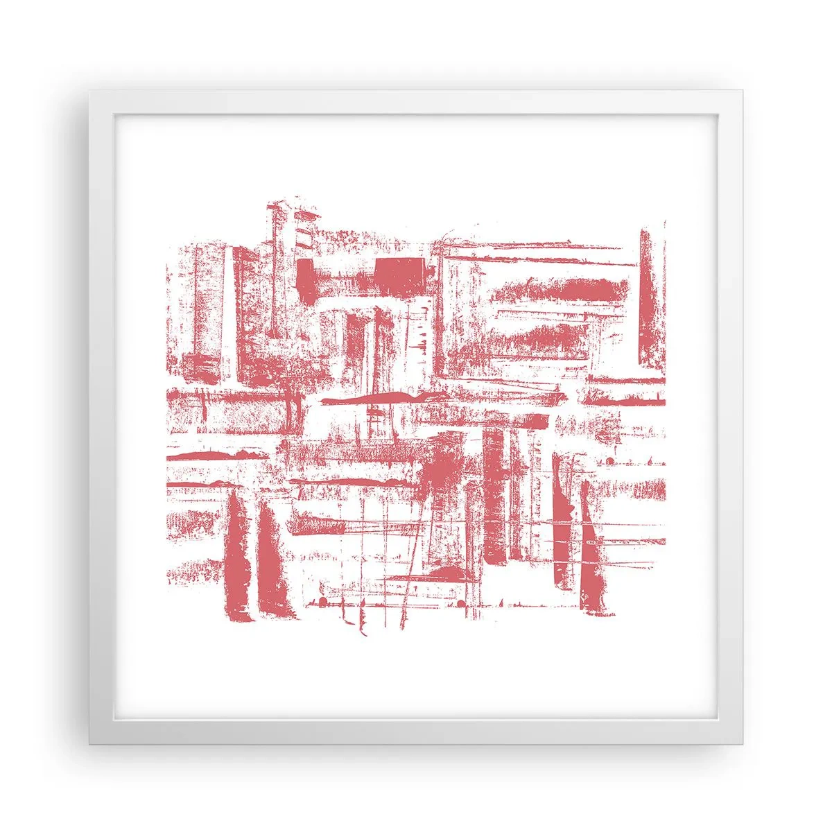 Plagát v bielom ráme - Červené mesto - 40x40 cm
