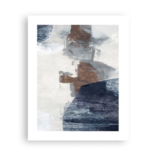 Plagát - Modro-hnedé tvary - 40x50 cm