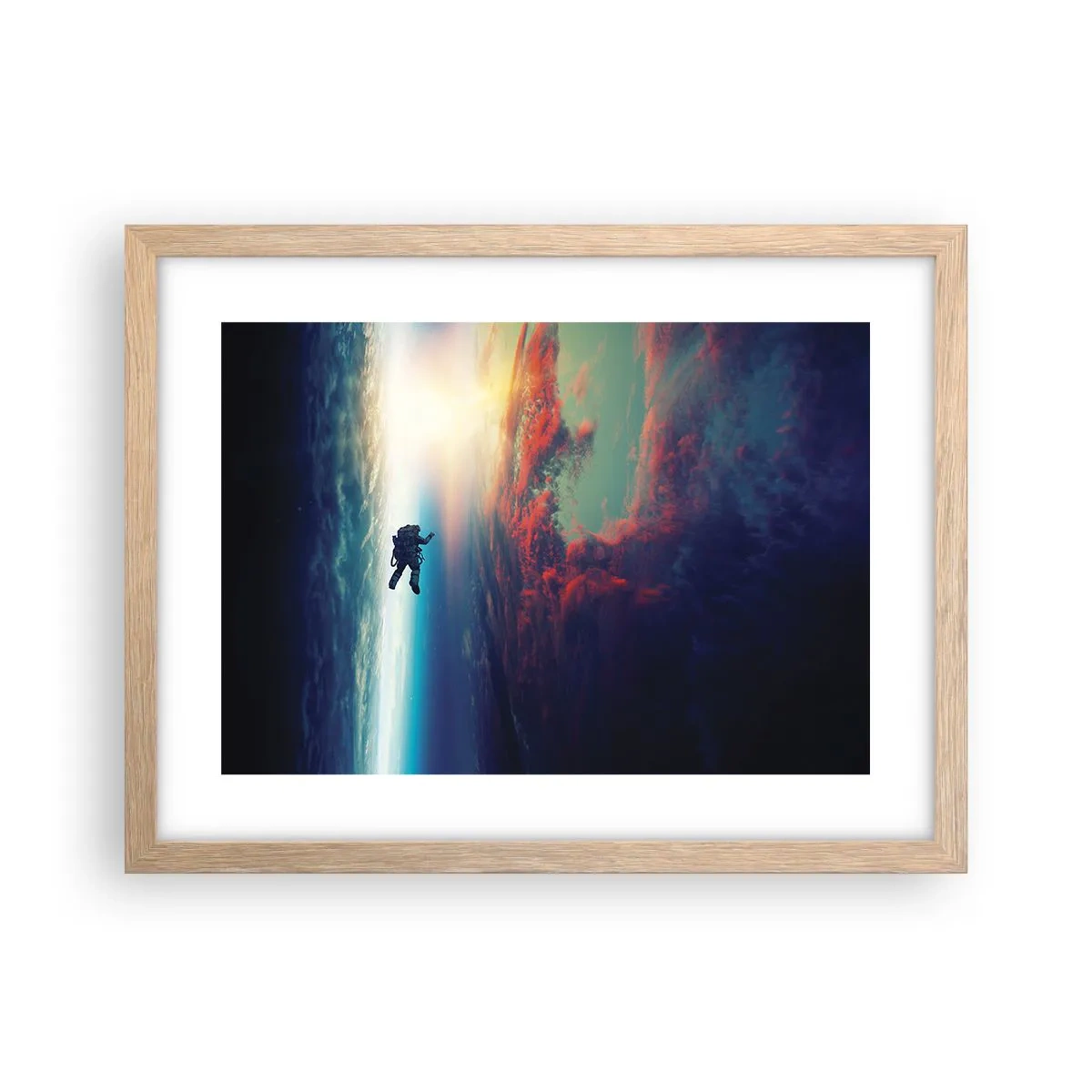 Plagát v ráme zo svetlého duba - Tvárou v tvár vesmíru - 40x30 cm