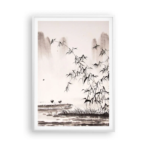 Plagát v bielom ráme - Pokoj ryžových polí - 70x100 cm