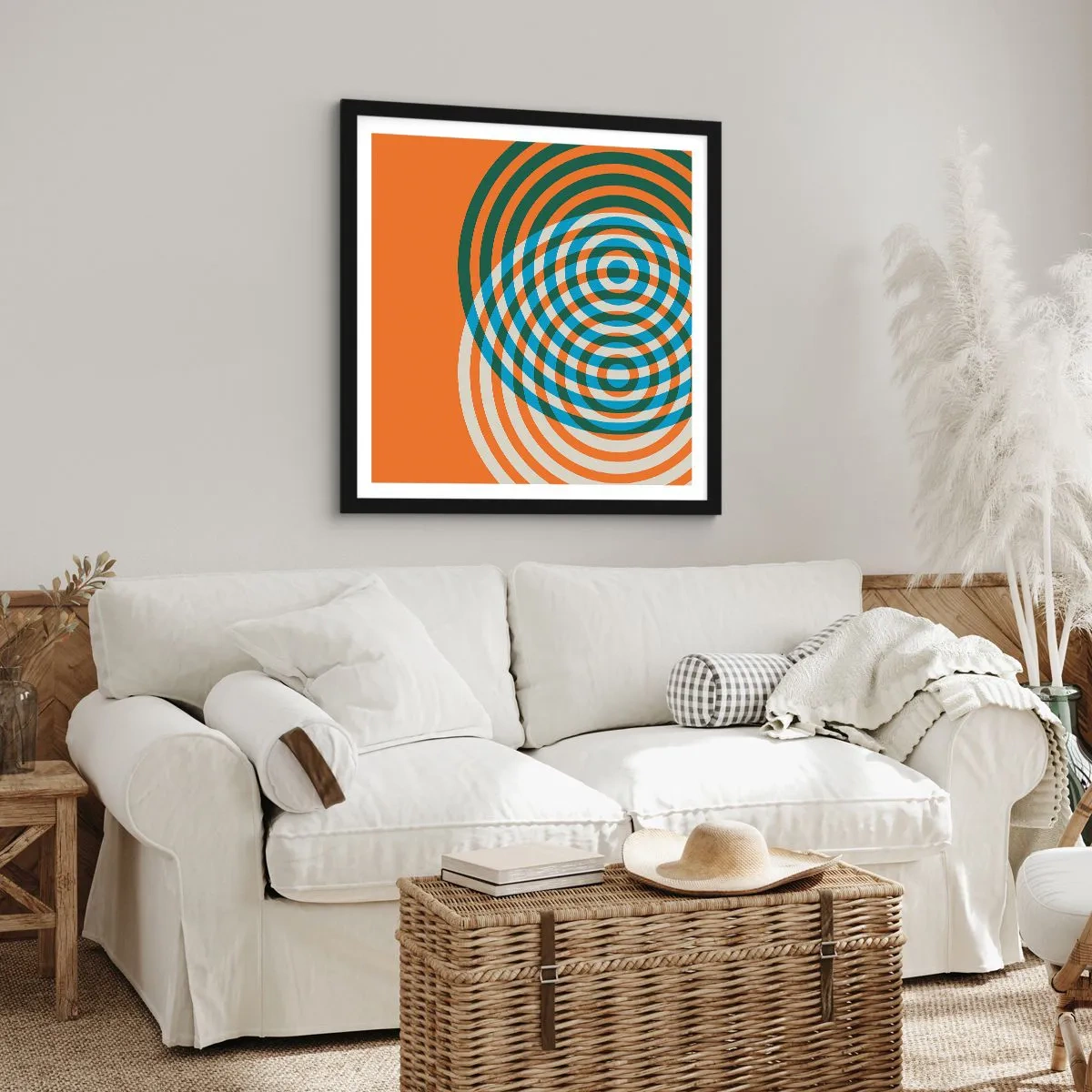 Plagát v čiernom ráme - Abstraktná kruhová variácia - 60x60 cm