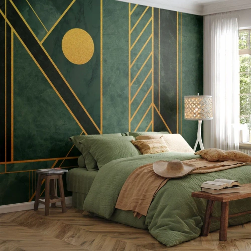 Fototapeta Standard Eco - Dynamika zlata a lazuritu - Abstrakcia, Kus, Geometrický vzor - 350x256 cm