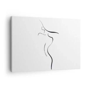 Obraz na plátne - Minimalistický obrys ženskej siluety na bielom pozadí - 70x50cm - Nepolapiteľná ako vlna - Moderná nástenná dekorácia do obývacej izby a spálne ARTTOR