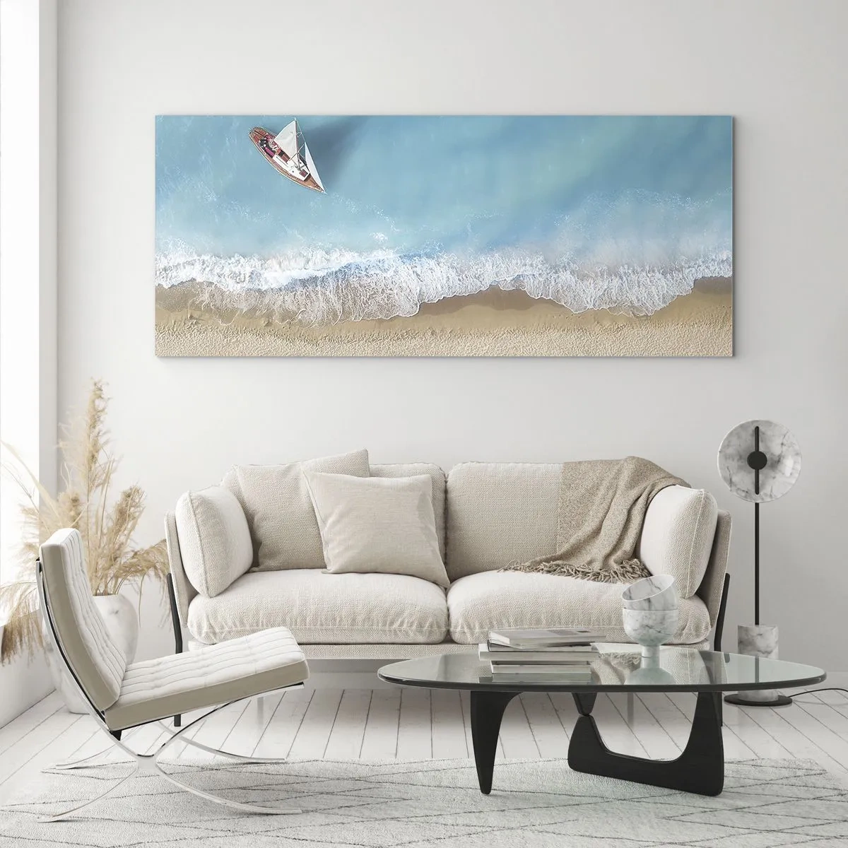 Obraz na skle - Na hranici modrej a zlatej - 100x40 cm