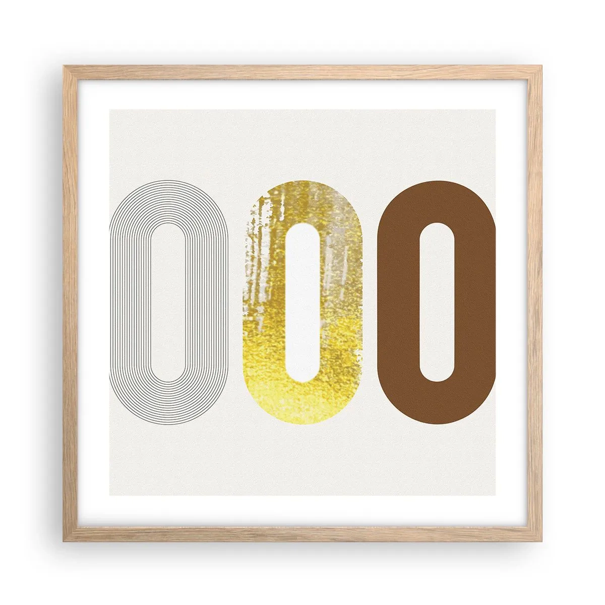 Plagát v ráme zo svetlého duba - Ooo! - 50x50 cm