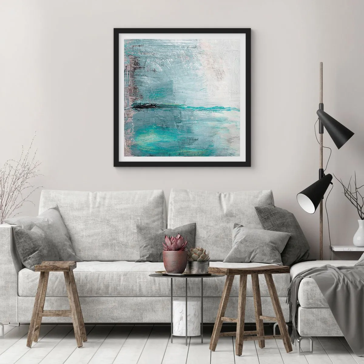 Plagát v čiernom ráme - Horizontálne v modrej - 50x50 cm