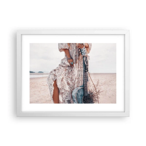 Plagát v bielom ráme - Kvetinové deti na ceste - 40x30 cm