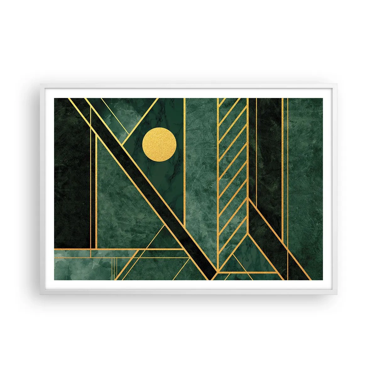 Plagát v bielom ráme - Dynamika zlata a lazuritu - 100x70 cm