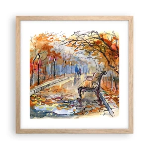 Plagát v ráme zo svetlého duba - Spoločne putovať jeseňou - 40x40 cm