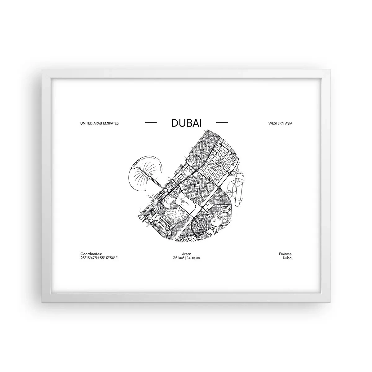 Plagát v bielom ráme - Anatómia Dubaja - 50x40 cm