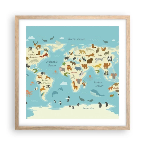 Plagát v ráme zo svetlého duba - Dobrí susedia - 50x50 cm