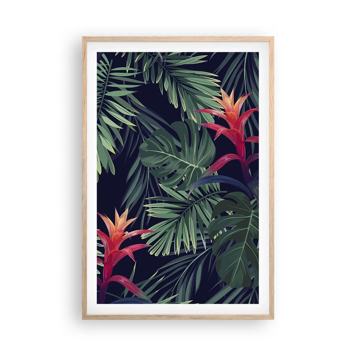 Plagát v ráme zo svetlého duba - Vzplanúť v zelenom - 61x91 cm