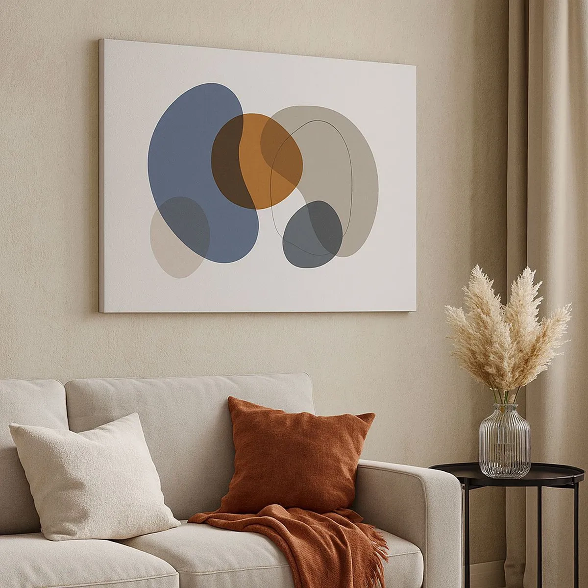 Obraz na plátne - Abstraktné farebné tvary v odtieňoch modrej a hnedej - 70x50cm - Kvapky farieb - Moderná nástenná dekorácia do obývacej izby a spálne ARTTOR