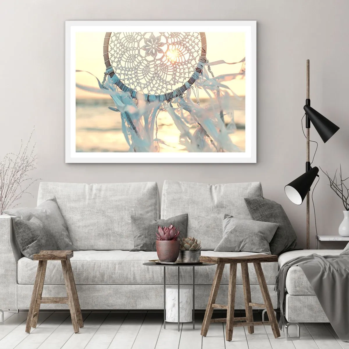 Plagát v bielom ráme - Čipkový totem - 70x50 cm
