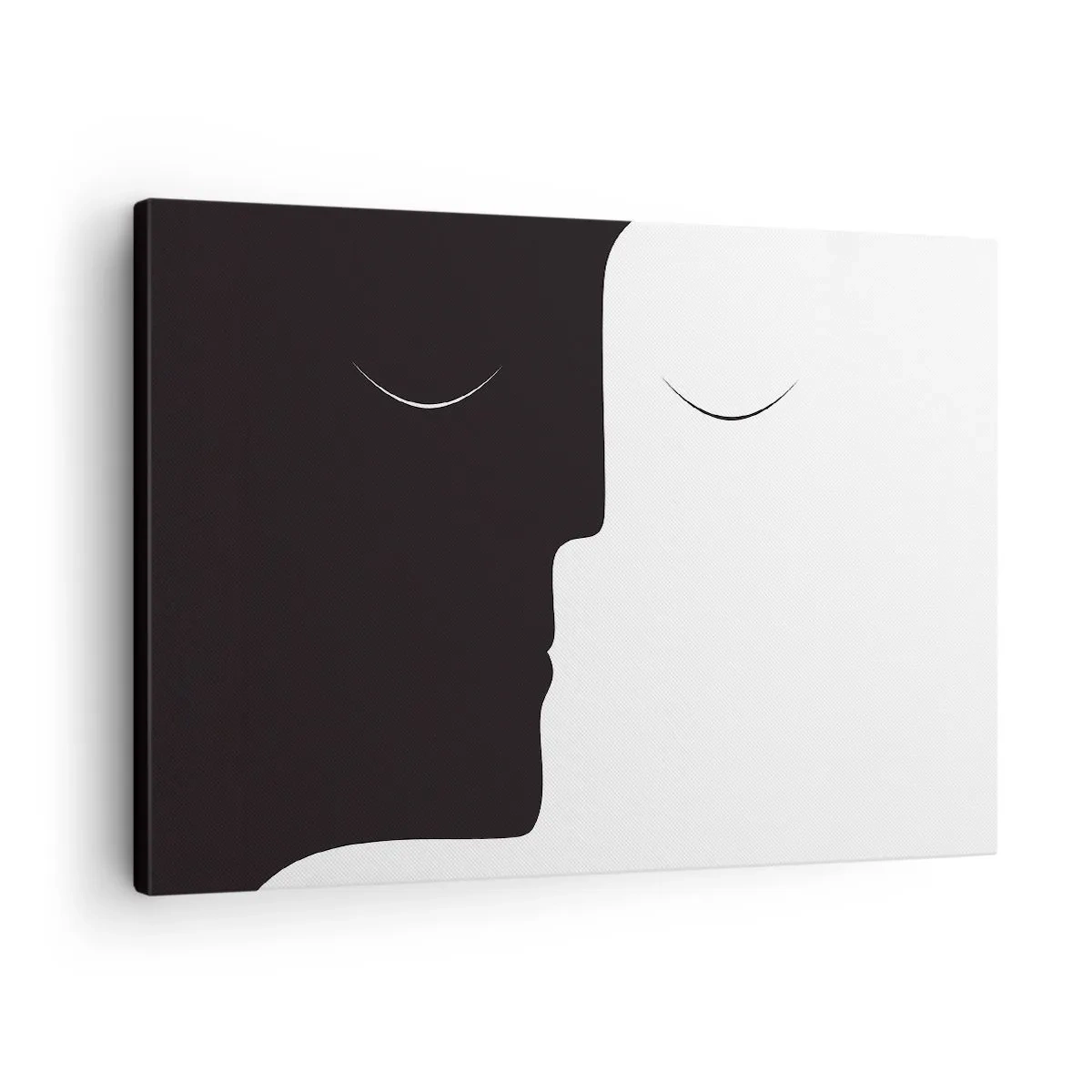 Obraz na plátne - Minimalistická silueta dvoch tvárí v kontrastných farbách. - 70x50cm - Jednota protikladov - Moderná nástenná dekorácia do obývacej izby a spálne ARTTOR