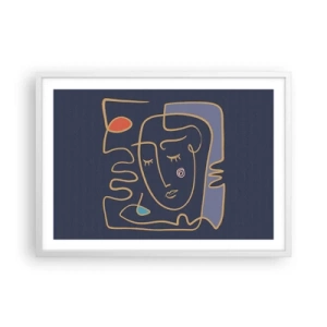 Plagát v bielom ráme - V zádumčivosti - 70x50 cm