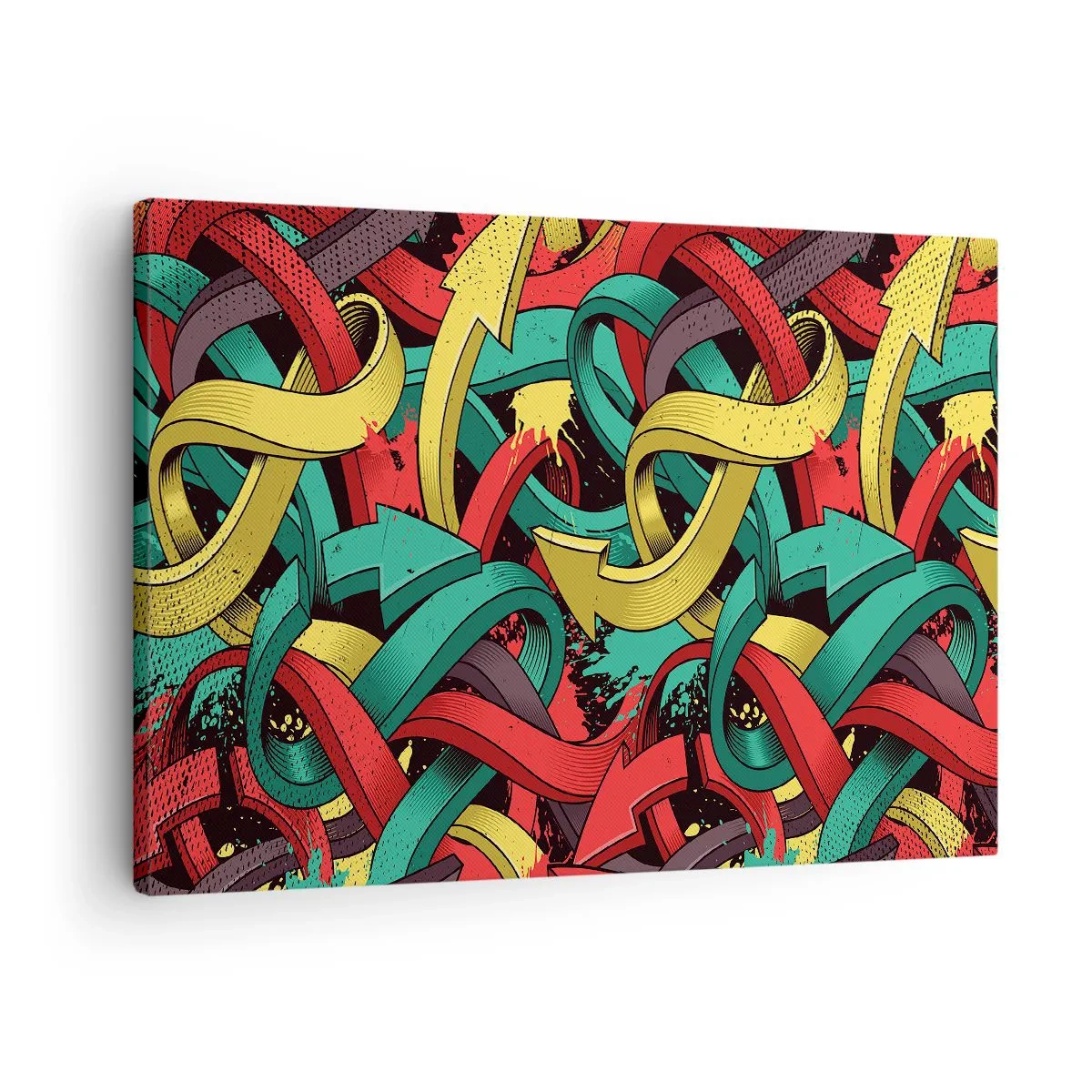 Obraz na plátne - Abstraktné šípky v žiarivých farbách vytvárajúce chaos - 70x50cm - Kadiaľ do cieľa? - Moderná nástenná dekorácia do obývacej izby a spálne ARTTOR