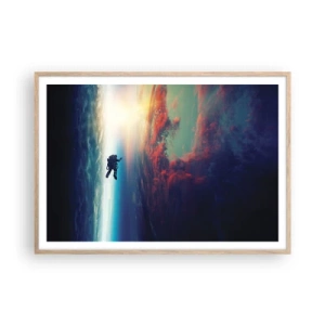 Plagát v ráme zo svetlého duba - Tvárou v tvár vesmíru - 100x70 cm