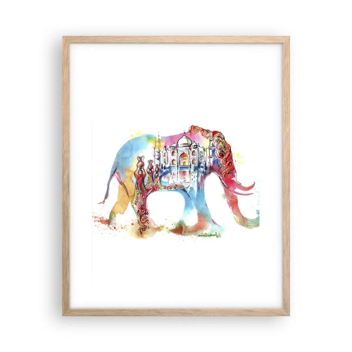 Plagát v ráme zo svetlého duba - India - aura lásky - 40x50 cm