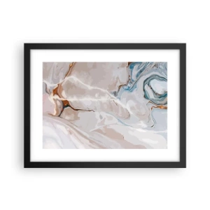 Plagát v čiernom ráme - Modré meandre pod bielou - 40x30 cm