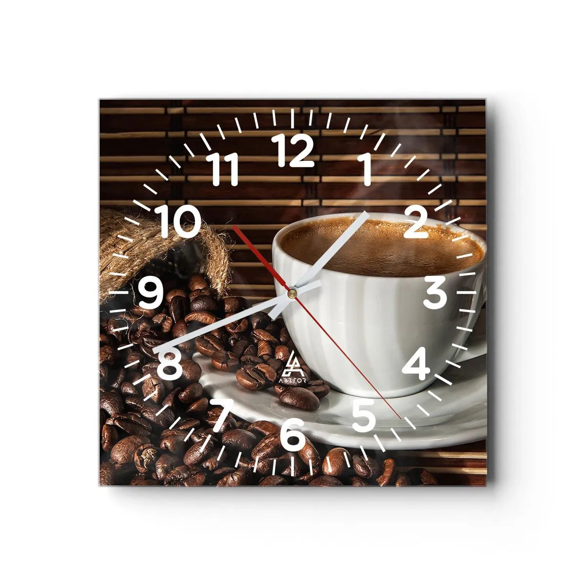 Nástenné hodiny - Čiernosť uhlia, priezračnosť jantáru - 30x30 cm