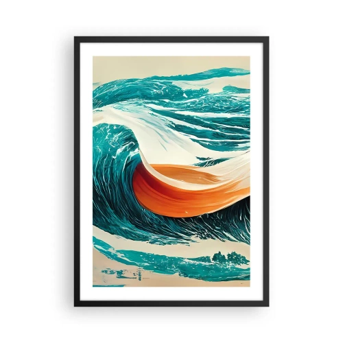 Plagát v čiernom ráme - Dynamická vlna v abstraktných farbách - 50x70cm - Surferov sen - Moderná nástenná dekorácia do obývacej izby a spálne ARTTOR