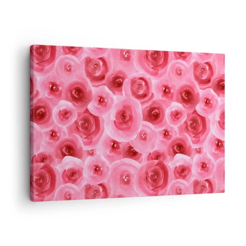 Obraz na plátne - Jemné ruže v pastelových odtieňoch ružovej - 70x50cm - Ruže dole aj hore - Moderná nástenná dekorácia do obývacej izby a spálne ARTTOR