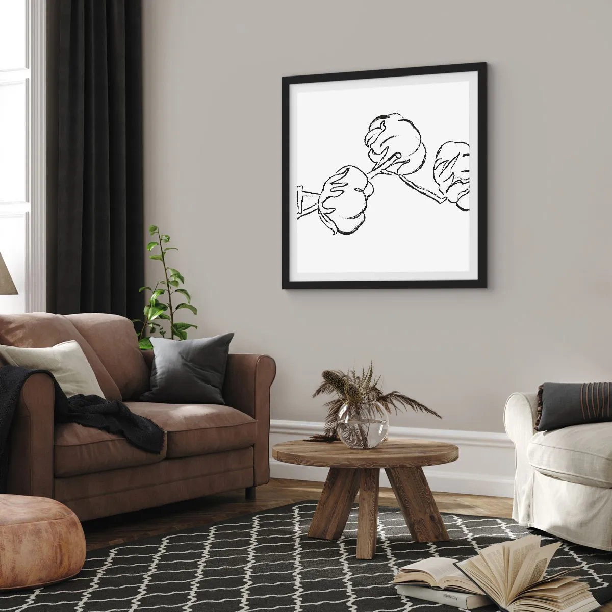 Plagát v čiernom ráme - Bavlnené páperie - 40x40 cm