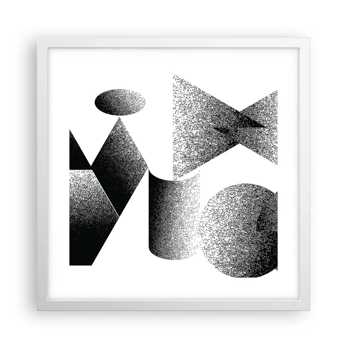 Plagát v bielom ráme - Uhly a ovály - 40x40 cm