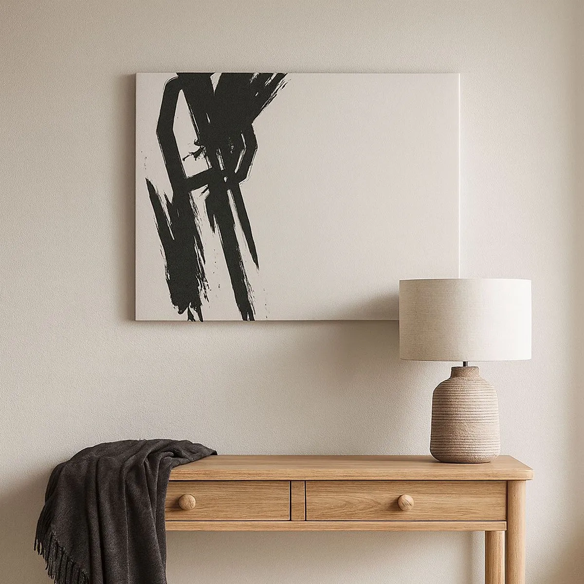 Obraz na plátne - Dynamické ťahy štetcom v čiernej farbe na svetlom pozadí - 70x50cm - Nezastaviteľná hybnosť - Moderná nástenná dekorácia do obývacej izby a spálne ARTTOR