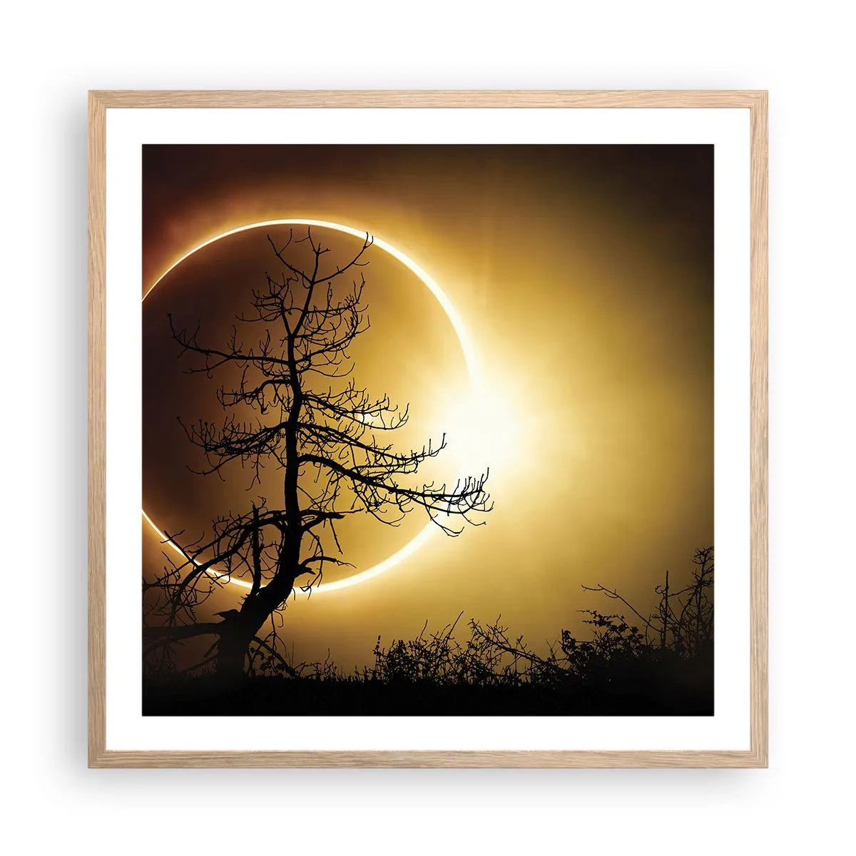 Plagát v ráme zo svetlého duba - Úplné zatmenie - 60x60 cm