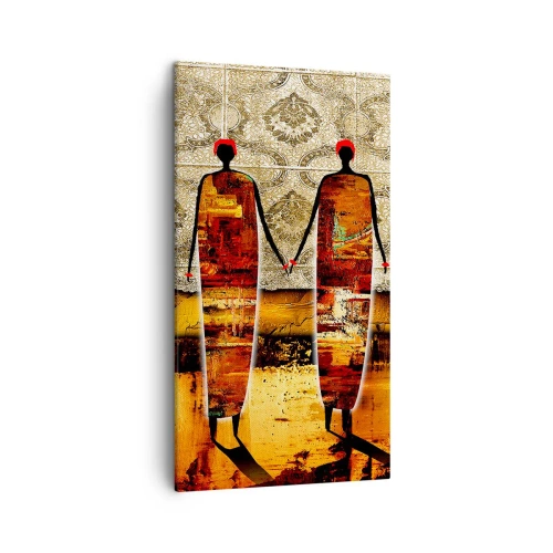 Obraz na plátne - Etnická kompozícia vo farbách Afriky - 45x80 cm
