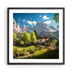 Plagát v čiernom ráme - Alpská idyla - 50x50 cm