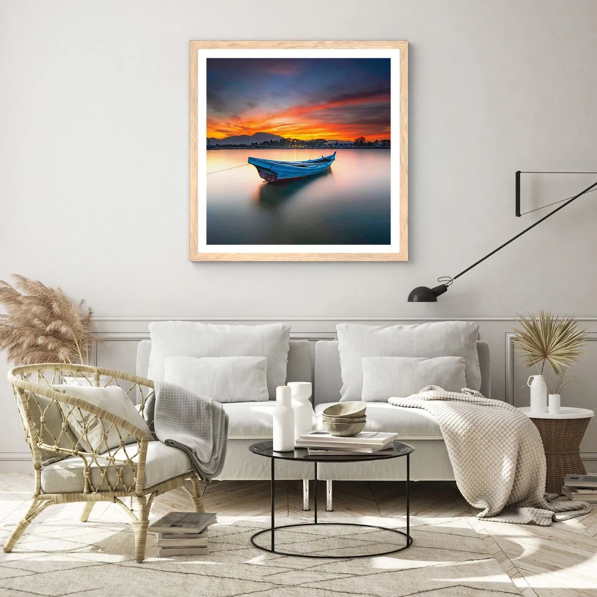 Plagát v ráme zo svetlého duba - Blíži sa dobrá noc - 60x60 cm