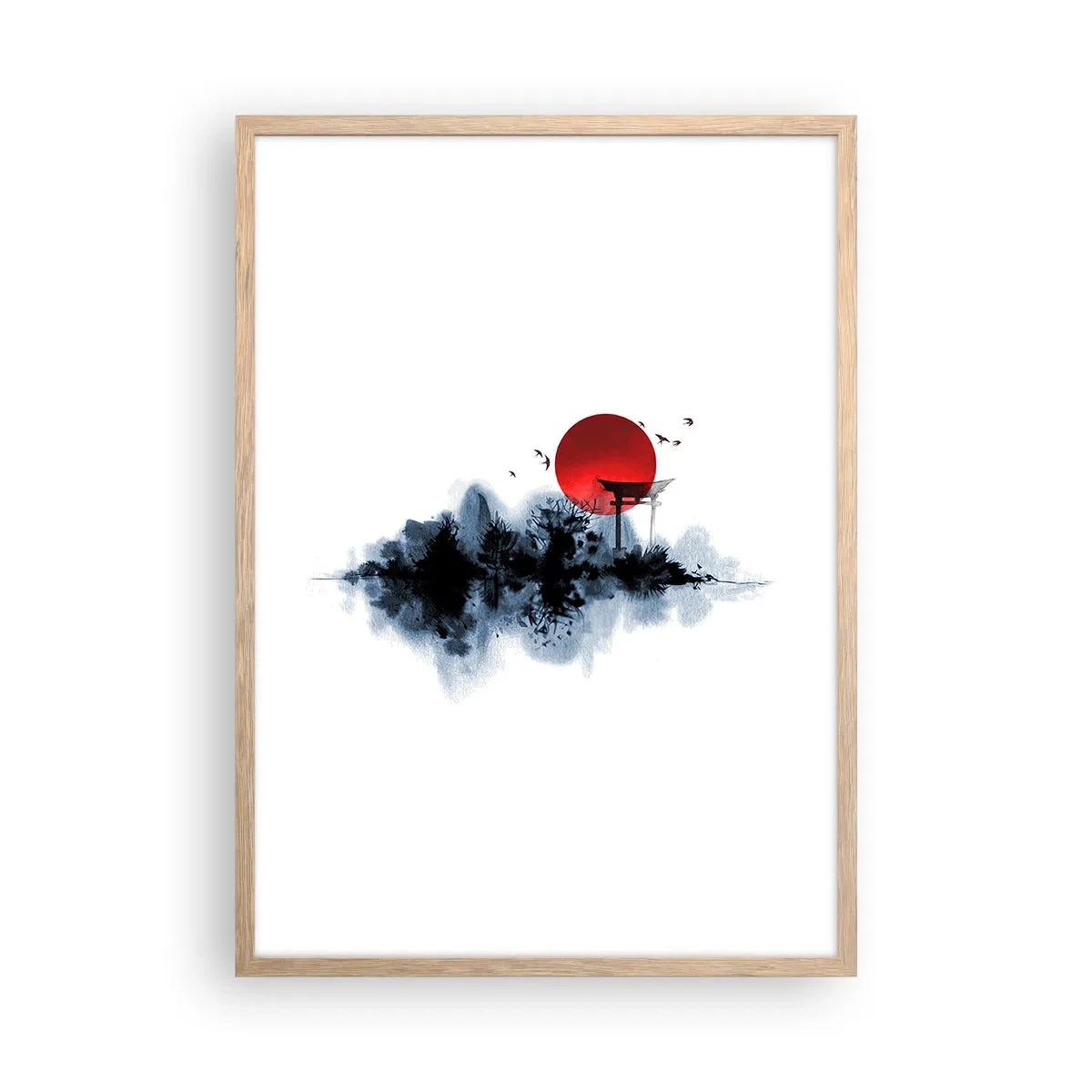 Plagát v ráme zo svetlého duba - Japonský pohľad - 50x70 cm