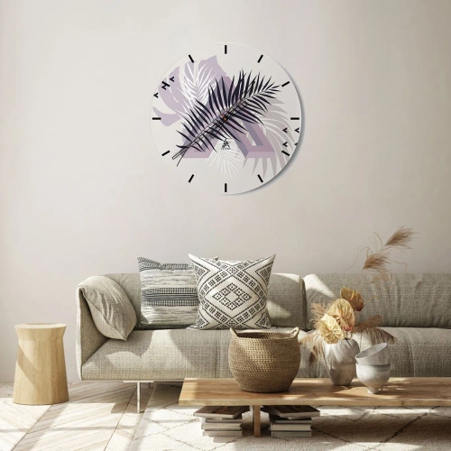 Nástenné hodiny - Moderná grafika s palmovými listami - 30x30cm - Tieň tieňa - Moderná nástenná dekorácia do obývacej izby, kuchyne a spálne ARTTOR