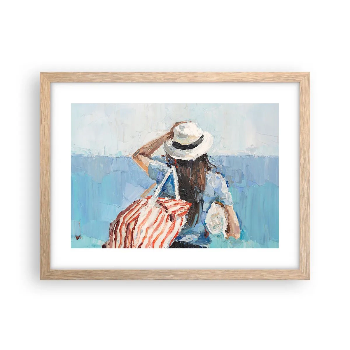 Plagát v ráme zo svetlého duba - Vitaj na dovolenke - 40x30 cm