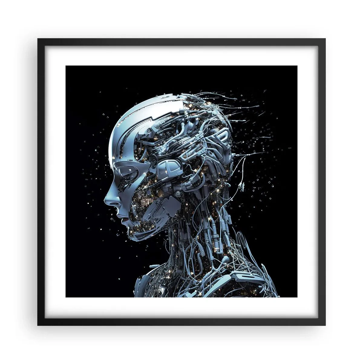 Plagát v čiernom ráme - Technológia je žena - 50x50 cm