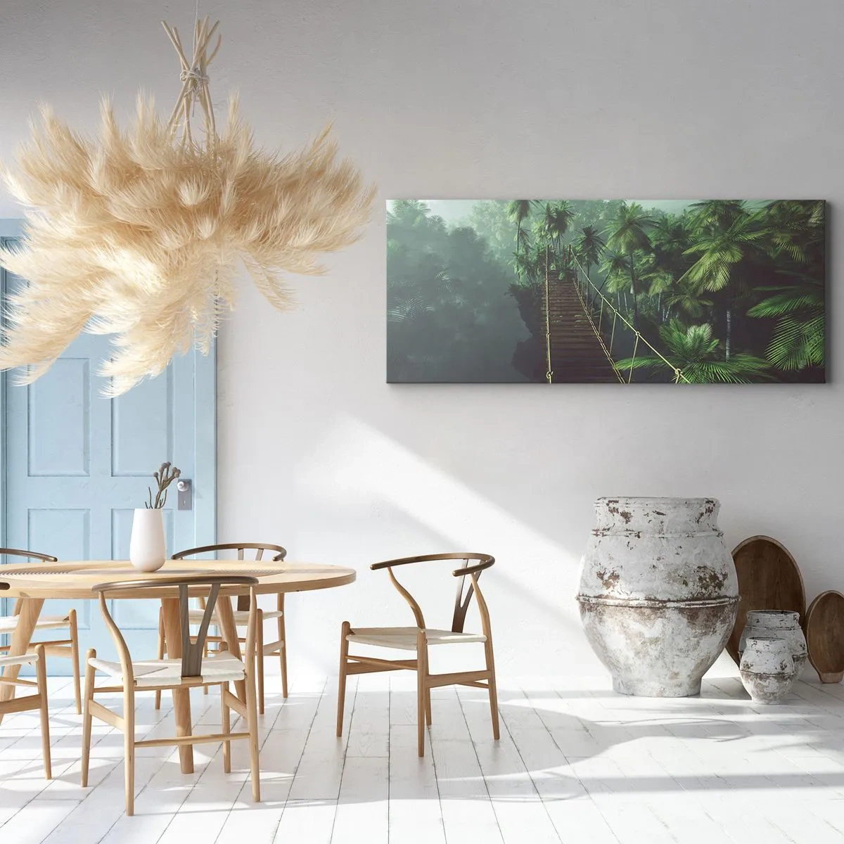 Obraz na plátne - Pri vodopáde zelene - 120x50 cm