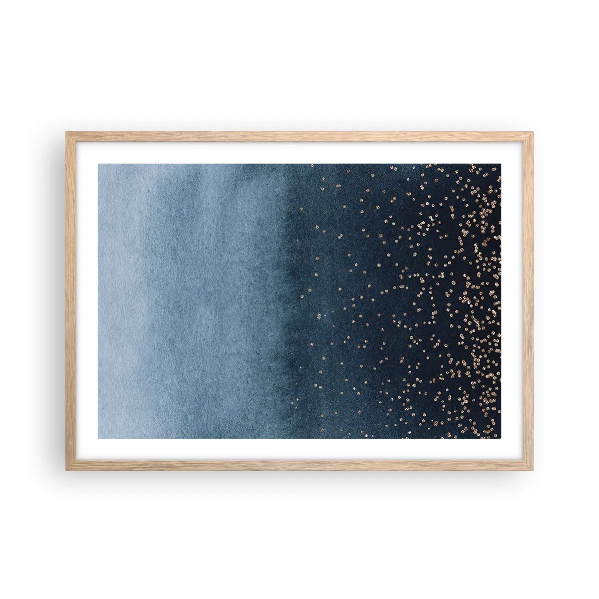 Plagát v ráme zo svetlého duba - Kompozícia – modrej fázy - 70x50 cm
