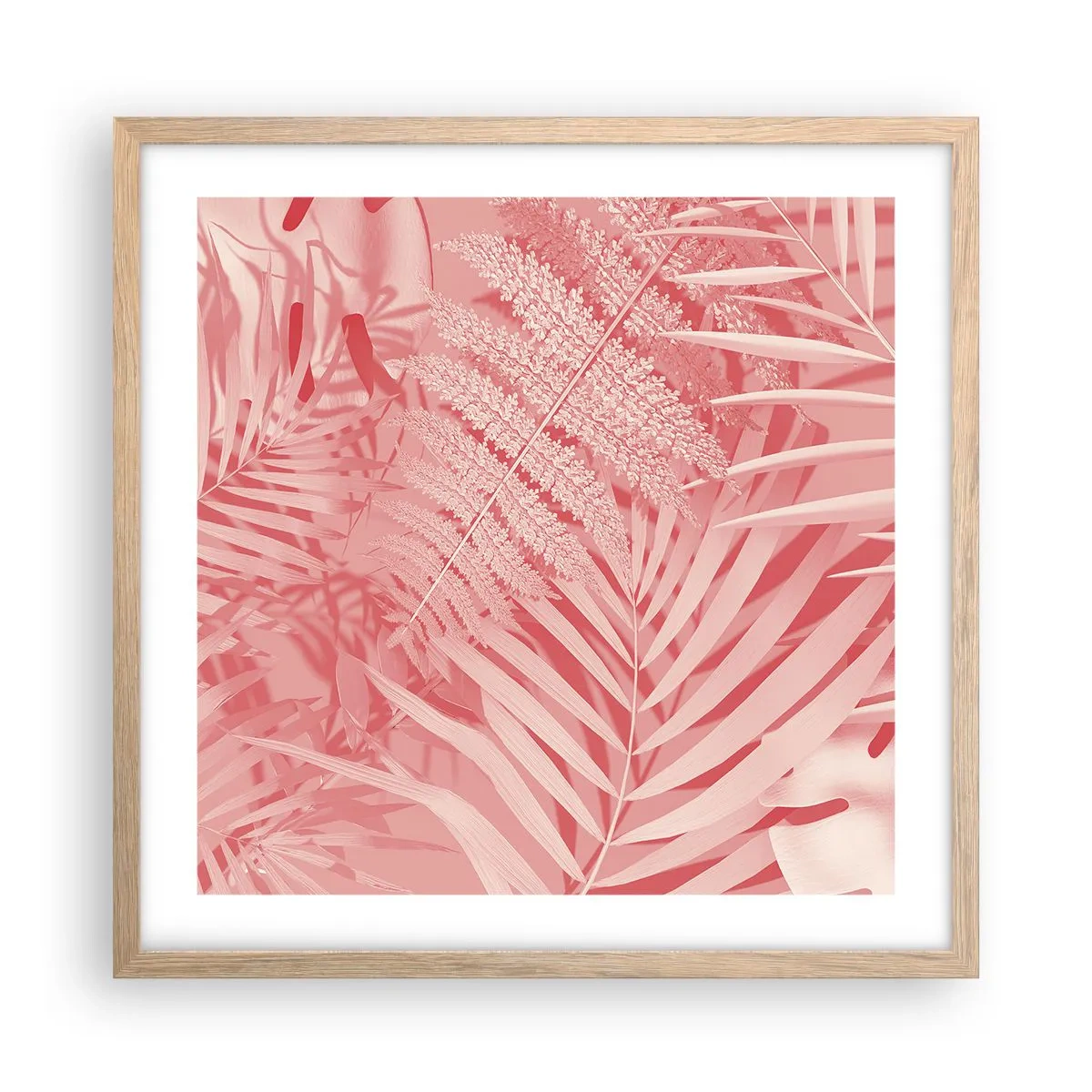 Plagát v ráme zo svetlého duba - Ružový koncept - 50x50 cm