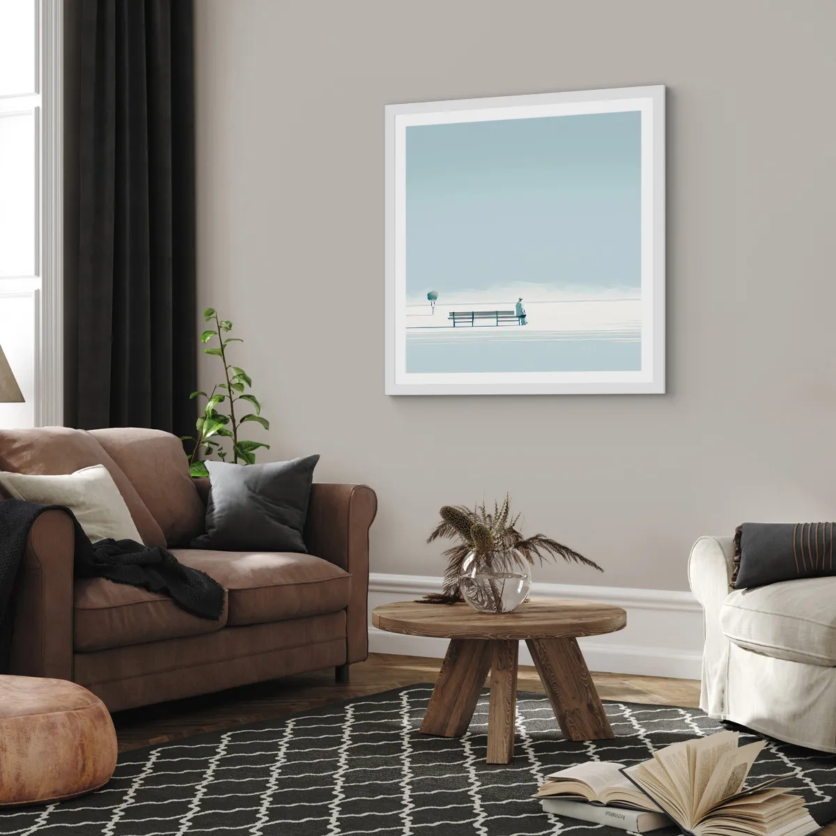 Plagát v bielom ráme - Áno, čakám. - 50x50 cm