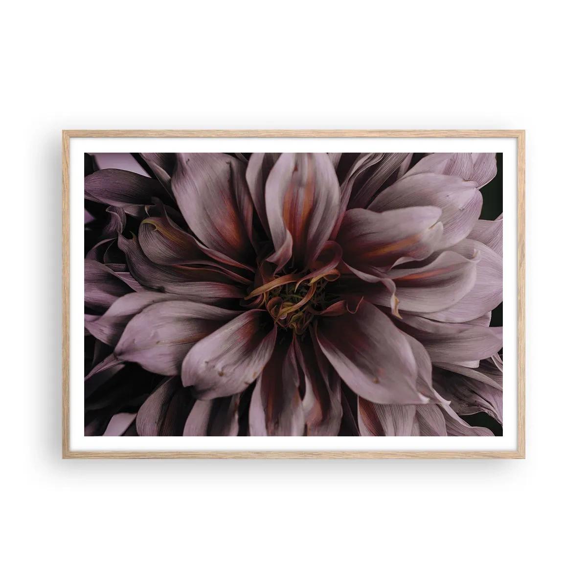 Plagát v ráme zo svetlého duba - Kvetinové srdce - 100x70 cm