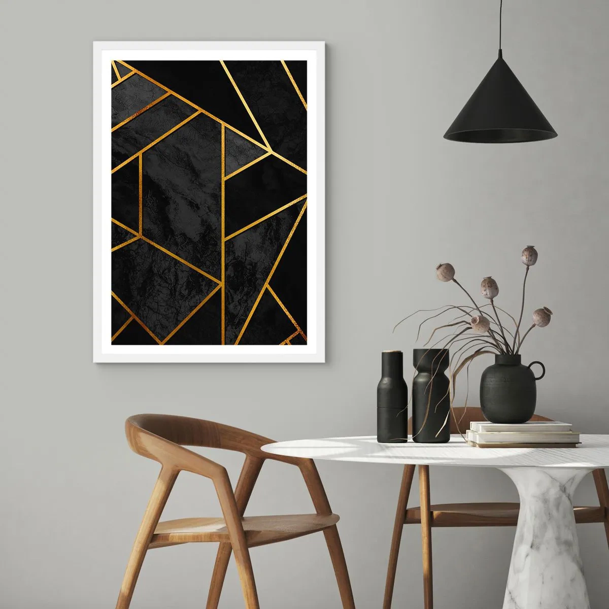 Plagát v bielom ráme - Temnota a svetlo - 70x100 cm