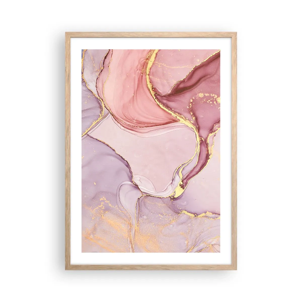 Plagát v ráme zo svetlého duba - Maznanie farieb - 50x70 cm